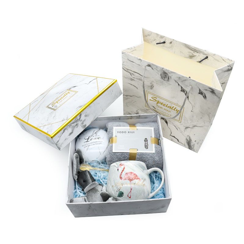 OEM teacher cups, Teachers' Day souvenirs, marble-patterned gift boxes, ceramic cups, business gift sets, customizable logos