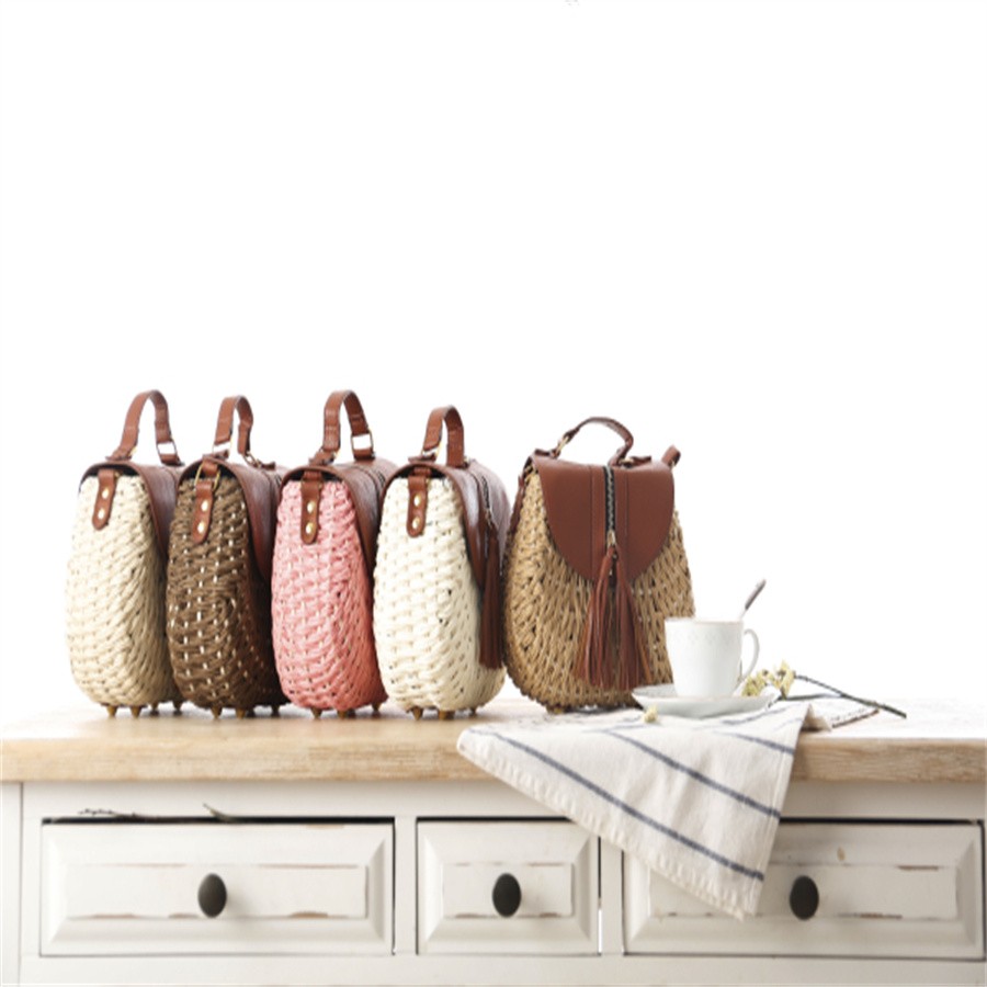 厂家直销草编包单肩斜挎手提沙滩包复古流苏编织包女包藤编包详情图2