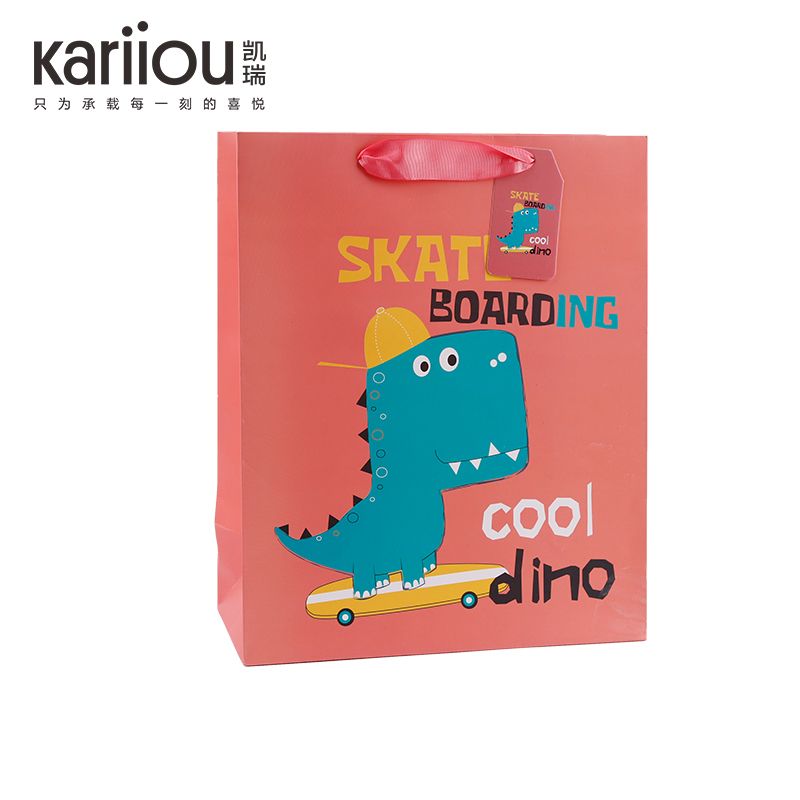 可爱恐龙卡通白卡纸礼品袋伴手礼礼盒包装盒饰品回礼空盒大号 礼品包装