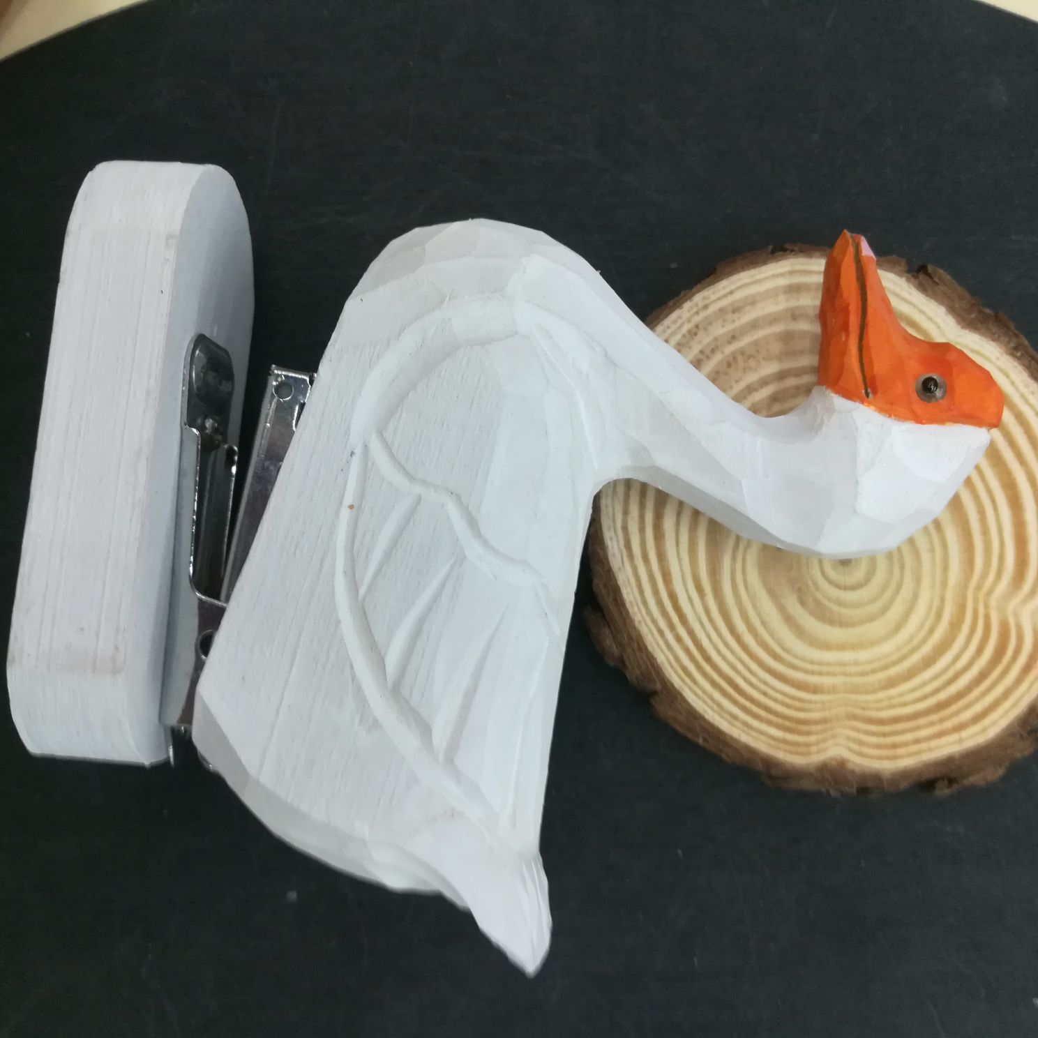 创意纯手工木头雕刻仿真白鹅工艺礼品订书机