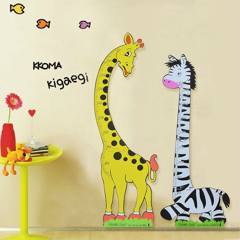 墙面装饰卡通动物身高墙贴 儿童EVA身高表 泡沫长颈鹿动物身高尺详情图1