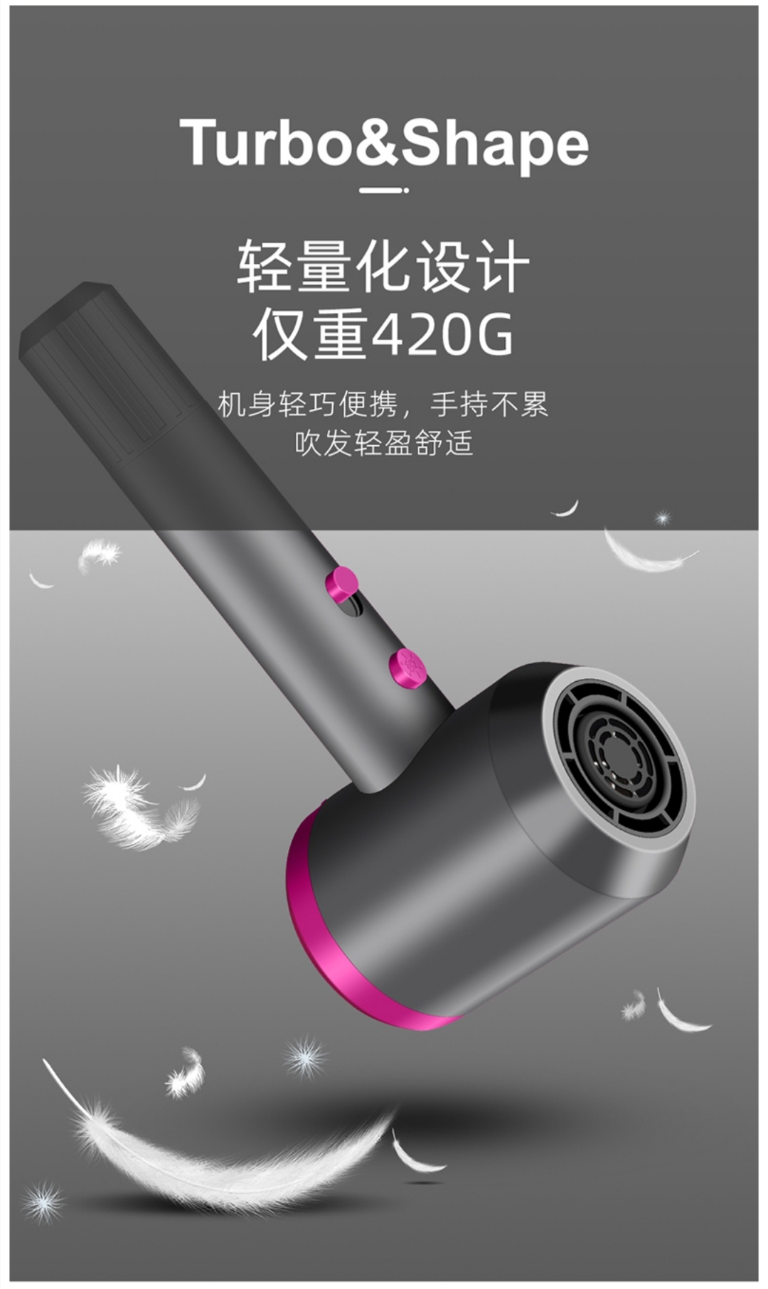 负离子吹风机白底实物图