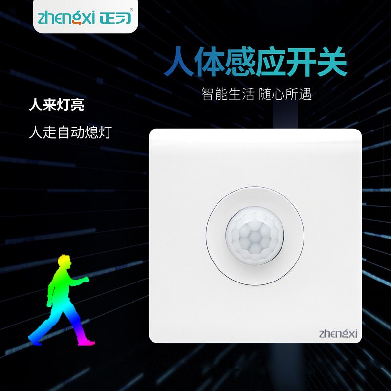 86型智能家用红外楼道楼梯自动220V探头器模块带光感人体感应开关