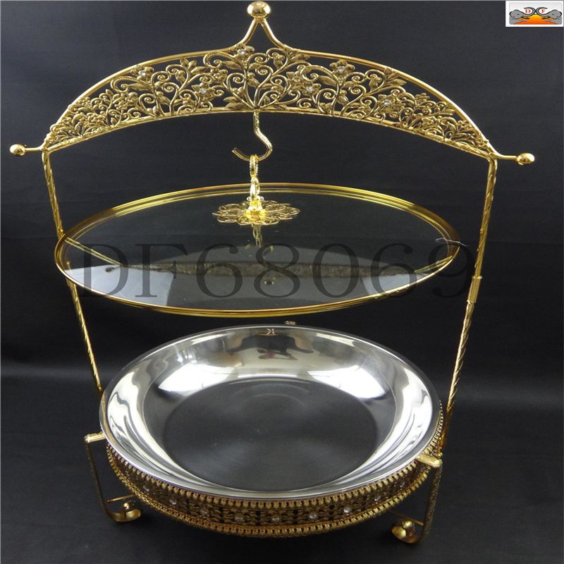 DF68069 Golden Diamond Dining stove, Luxury lace Jazz lid hanging cover Buffet stove, Thickened hook Dining stove, solid and liquid alcohol stove, DF Trading House