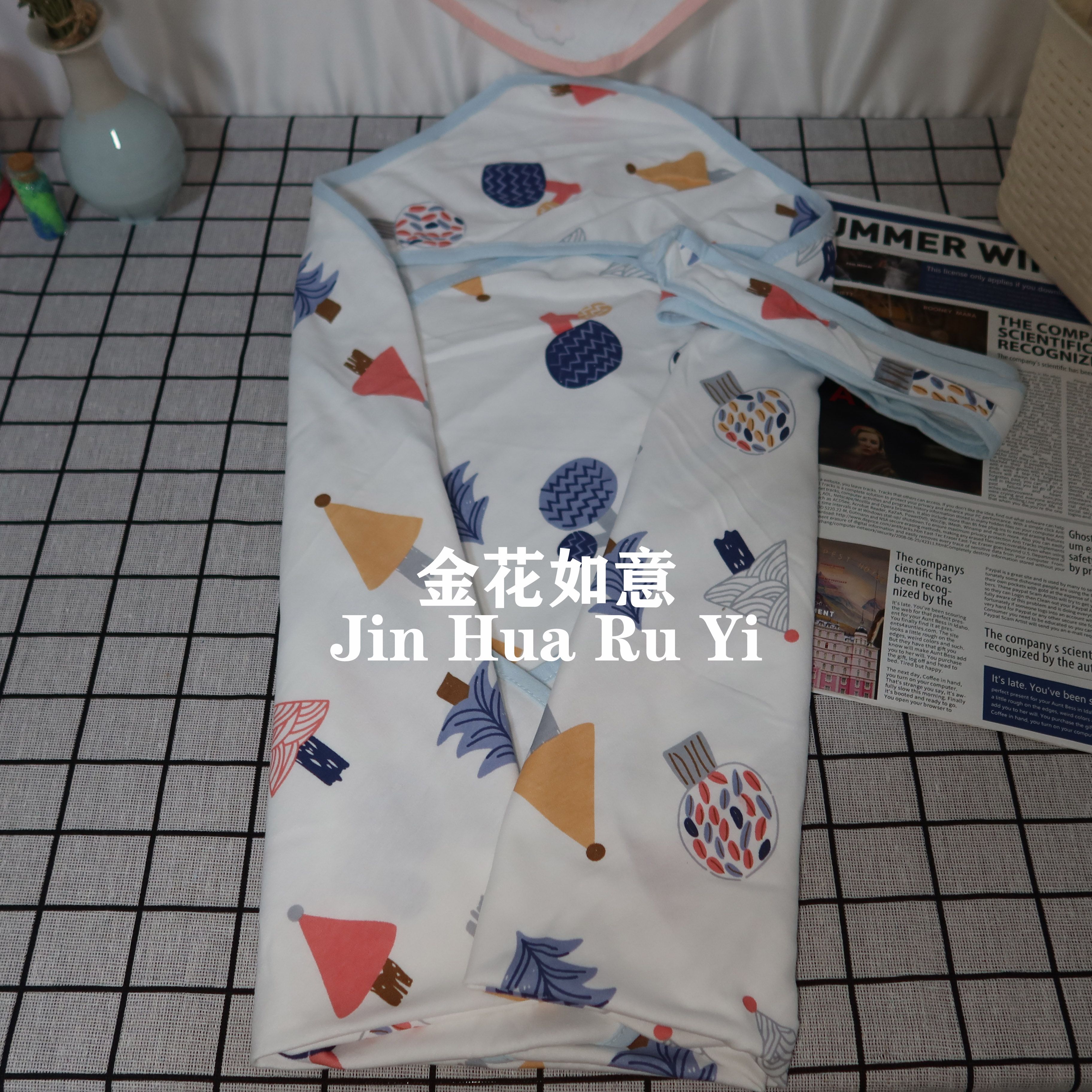 Spring and Autumn thin Class A pure cotton newborn blanket, cartoon pure cotton baby blanket, solid color embossed printed swaddling baby blanket Application Scenario