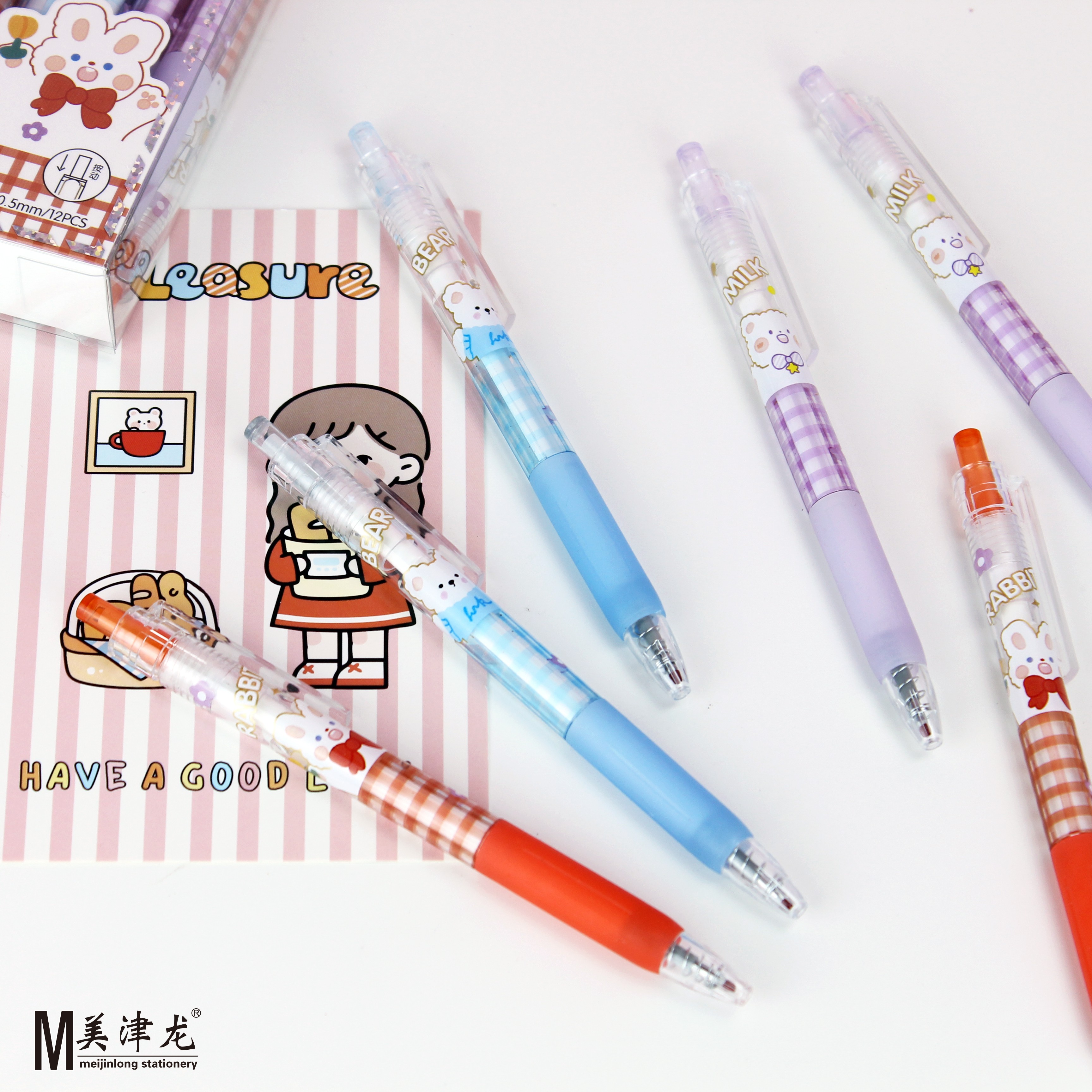 拨浪鼓笔行学生文具办公文化书写工具中性笔 美津龙学生#按动中性笔#12支装详情3