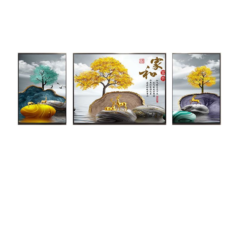Living Room Decorative Painting Modern Simple Sofa Background Wall Hanging Painting Atmospheric Wall Painting Crystal Porcelain With Diamond Triptych Murals Item Picture