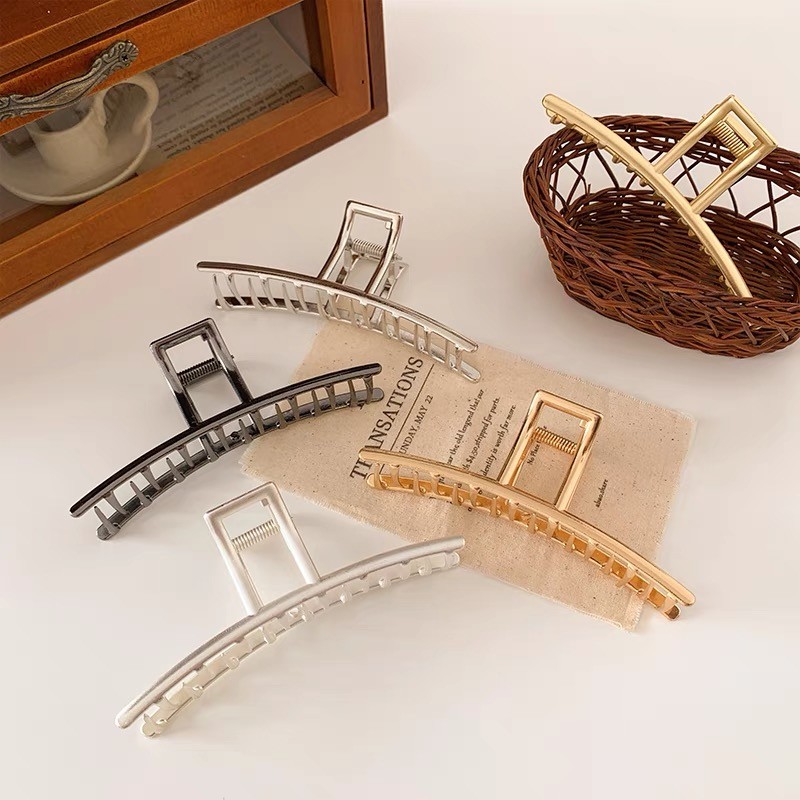 韩版金属风抓夹金属鲨鱼夹发夹化妆鲨鱼夹鸭嘴夹发夹发饰头饰洗澡抓夹复古发饰详情1