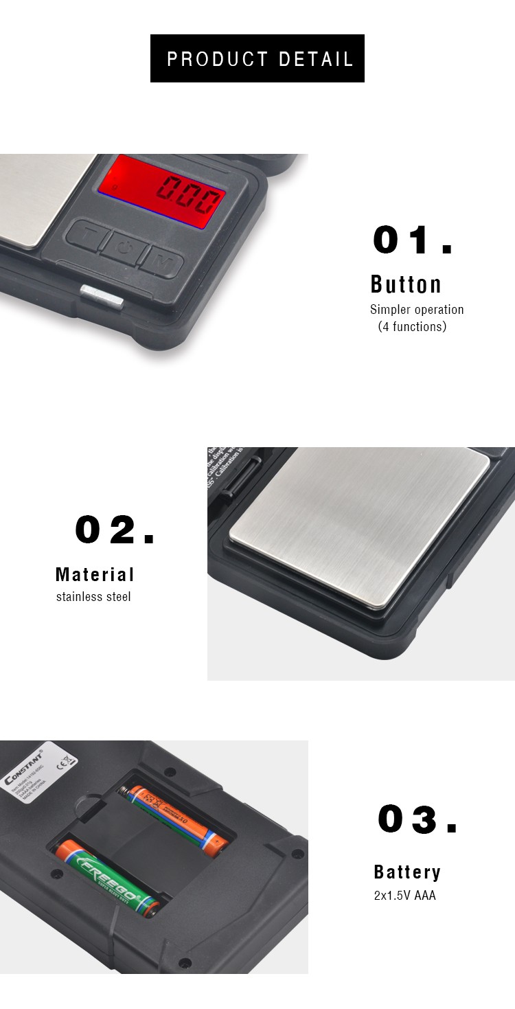 [Constant-658C] Electronic scale, gold and jewelry weight scale, food high-precision kitchen baking scale, jewelry scale detail image 3