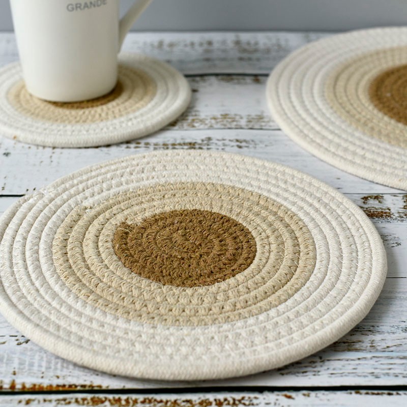 手工编织棉线餐垫日式隔热垫子茶具垫餐盘垫碗垫锅垫详情图5