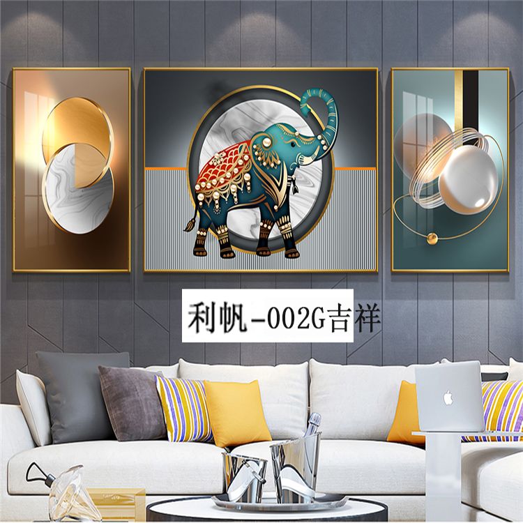Modern Simple Sofa Background Wall Hanging Picture Atmospheric Crystal Porcelain Diamond Triptych Mural Living Room Decorative Painting Specification drawing