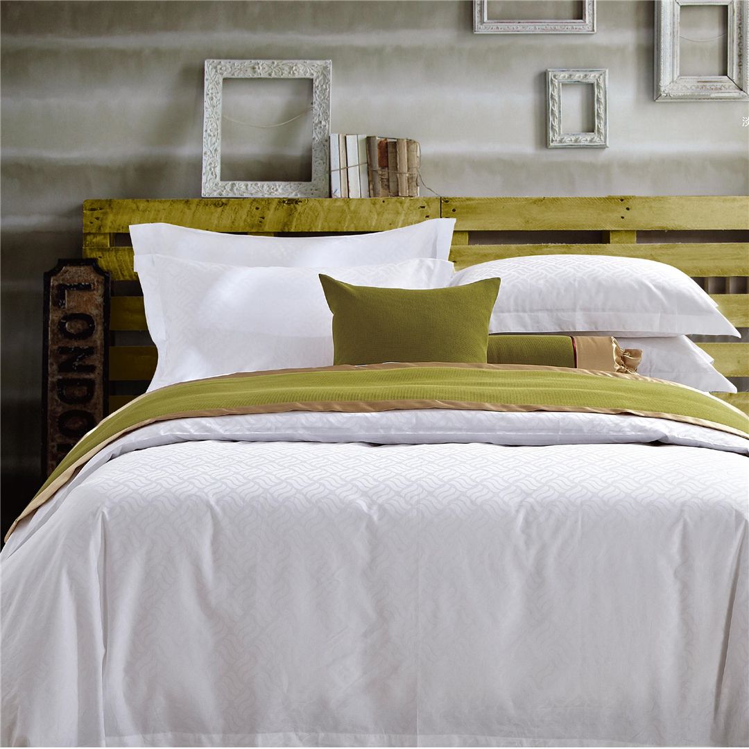 Hotel Guest House Bed linen White printed cotton four-piece suite room linen hotel supplies