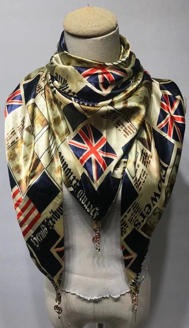 简爱丝缘新款吊坠三角巾空调大披肩围脖精美印花围巾多色可选批发详情图12