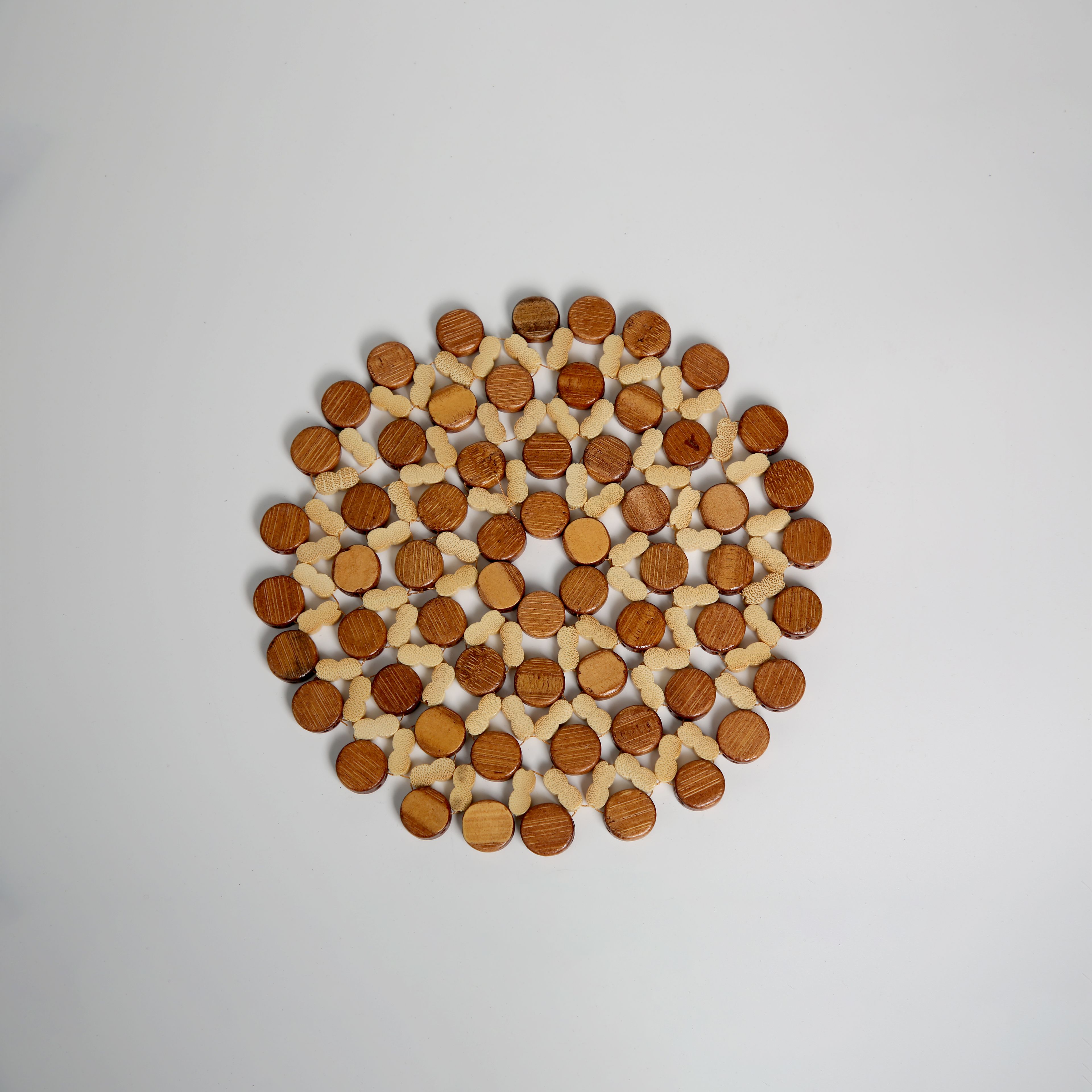 Jiehao Bamboo and Wood Kitchen Household Eight-character series tableware MATS, anti-slip and heat-insulating MATS, durable, sturdy and beautiful bowl MATS wholesale