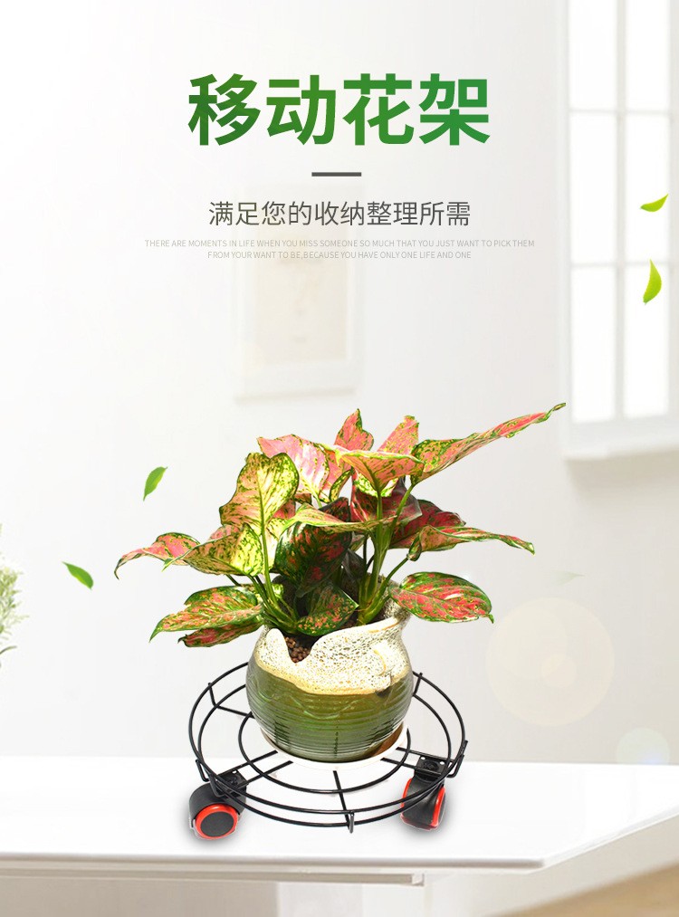 家用多功能钢瓶架 移动花架 阳台置物万向轮室内花架详情图4