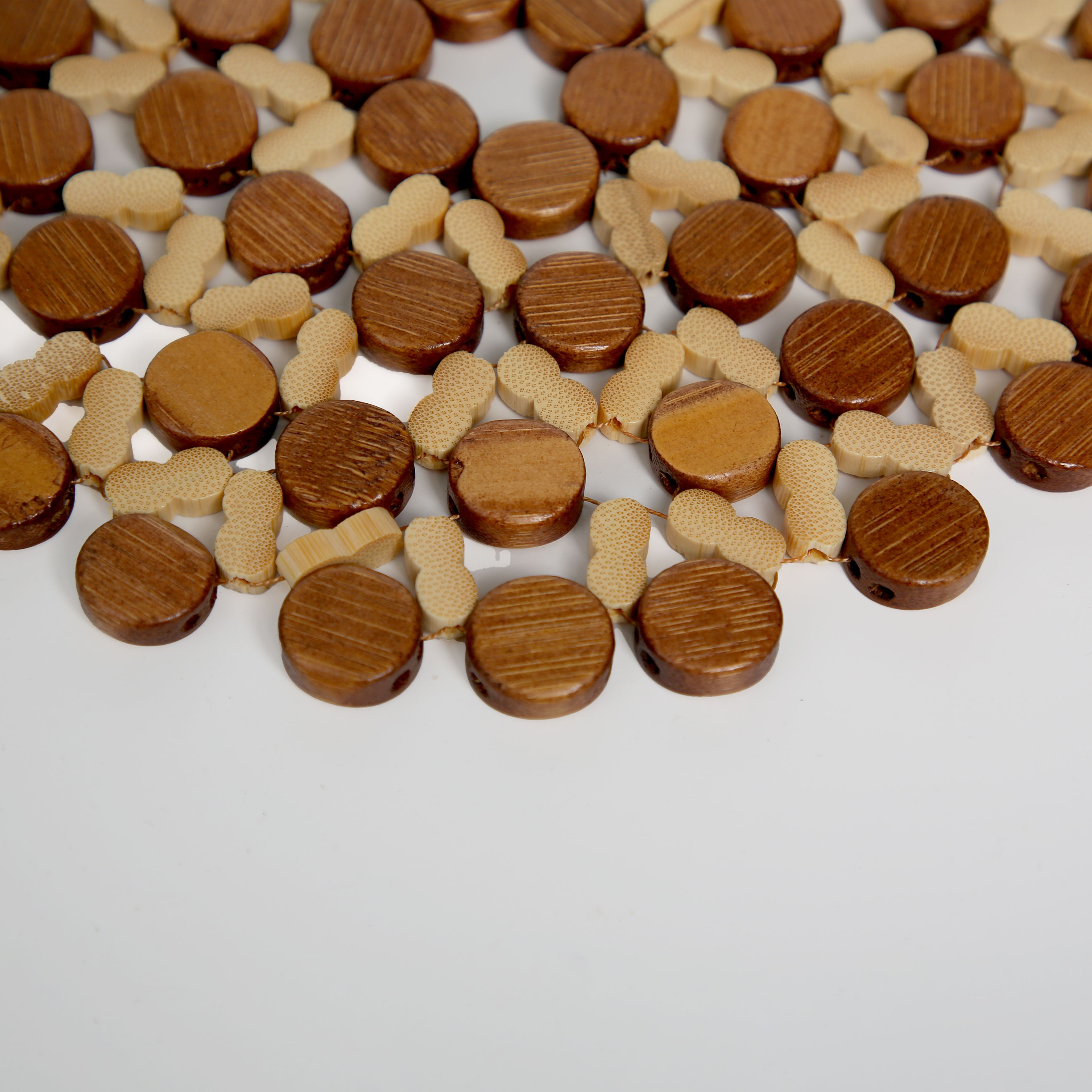 Jiehao Bamboo and Wood Kitchen Household Eight-character series tableware MATS, anti-slip and heat-insulating MATS, durable, sturdy and beautiful bowl MATS wholesale Specification image