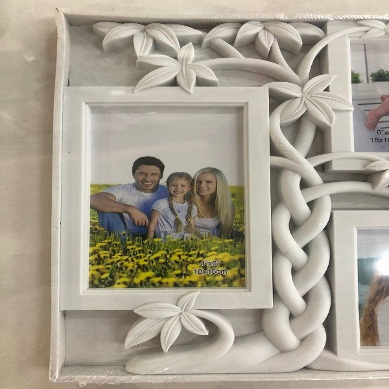 竹子造型3孔相框清新简约3张6寸照片组合塑料相框细节图