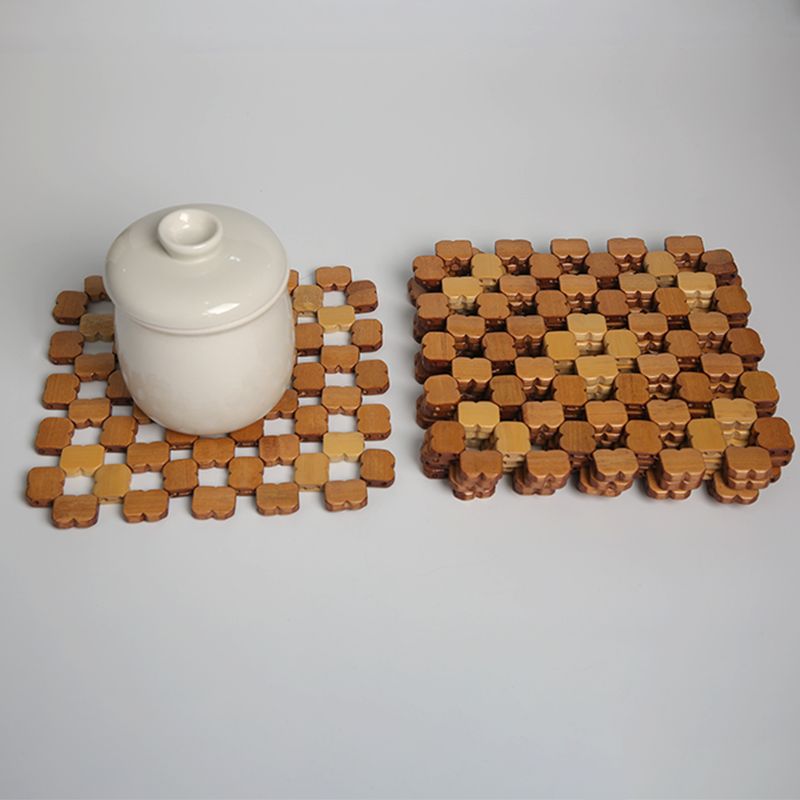 Jiehao Bamboo and Wood Flower Grid Series Factory direct sales kitchen placemats, heat insulation pads, coasters, anti-slip daily simple bowl MATS Application Scenario