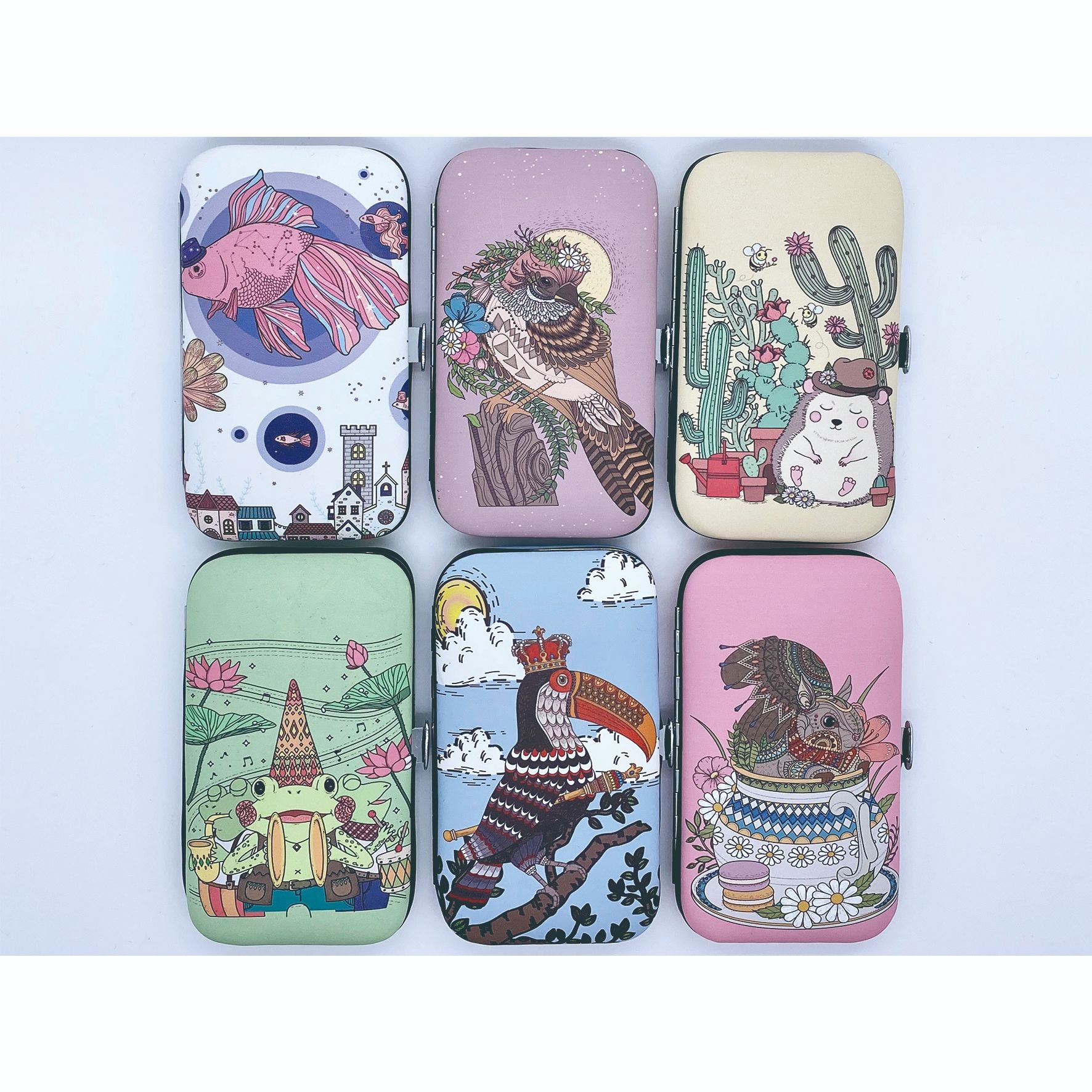 印图 指甲剪套装 美容工具 6件套 小方 动物插画