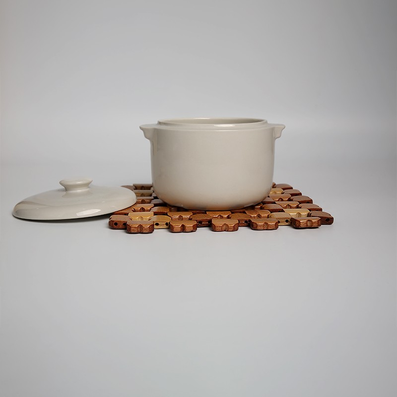 Jiehao Bamboo and Wood Flower Grid Series Factory direct sales kitchen placemats, heat insulation pads, coasters, anti-slip daily simple bowl MATS detail image 2