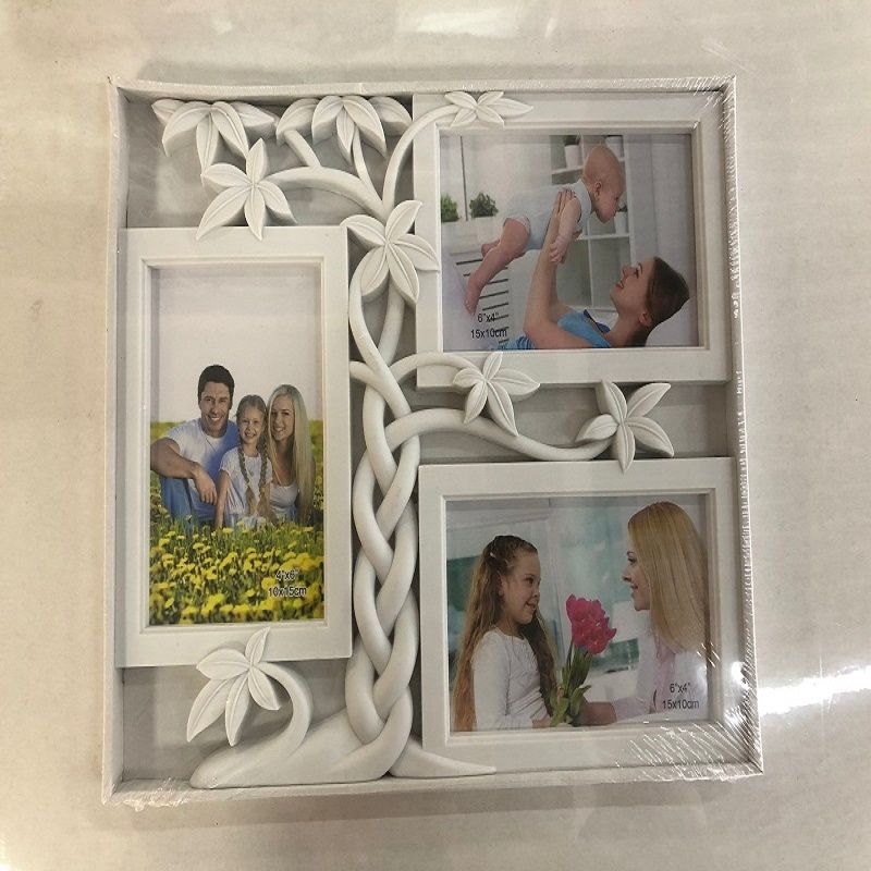 竹子造型3孔相框清新简约3张6寸照片组合塑料相框产品图