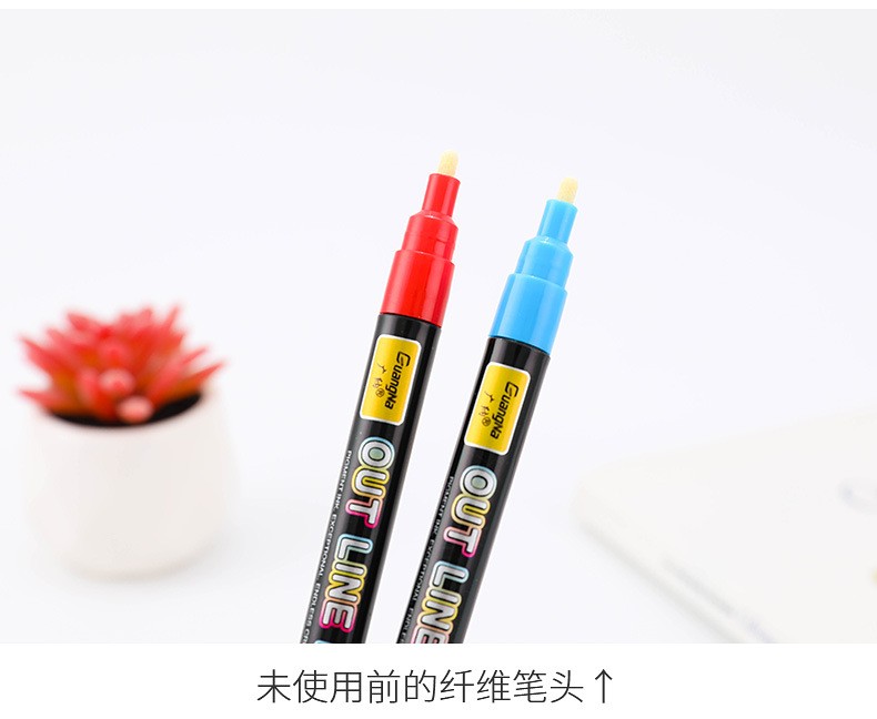 Guangna marking, note-taking pens, greeting cards, doodling, drawing pens, double-line contour pens, fluorescent colored pens, 24-color set pic 11