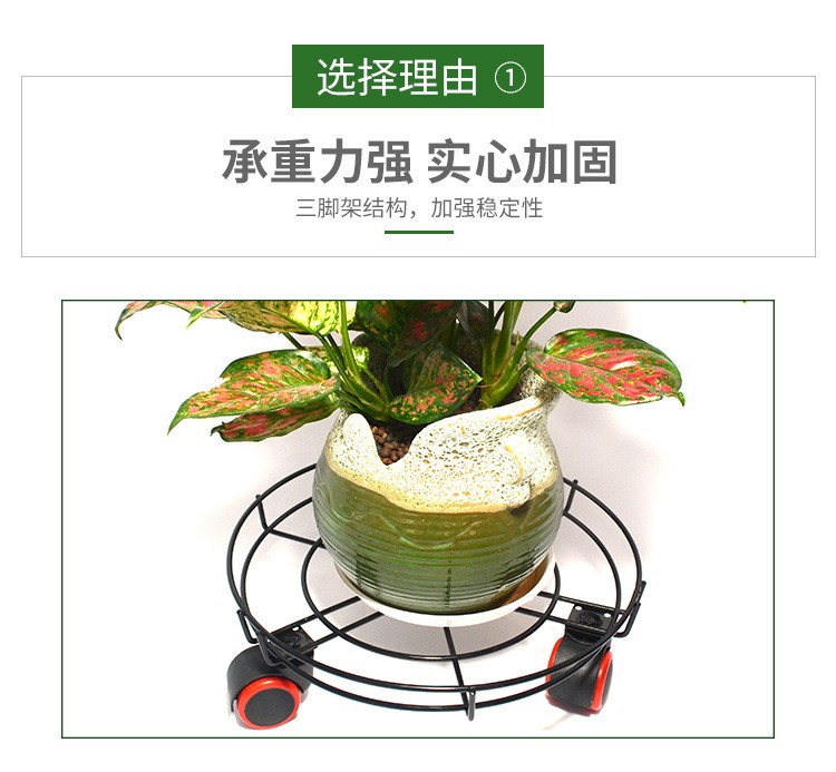 家用多功能钢瓶架 移动花架 阳台置物万向轮室内花架详情图5