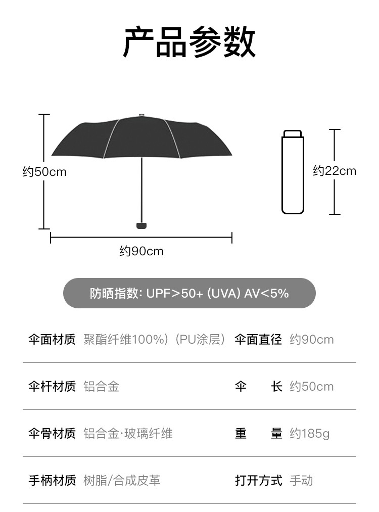 浙里 日本 wpc格子防晒伞防紫外线遮阳黑胶涂层伞晴雨伞详情图11