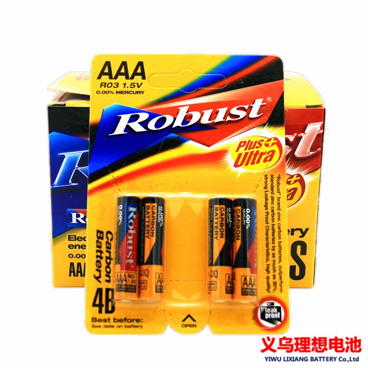 Robust碳性电池 7号七号干电池 4B挂卡 1.5V 儿童玩具遥控器批发