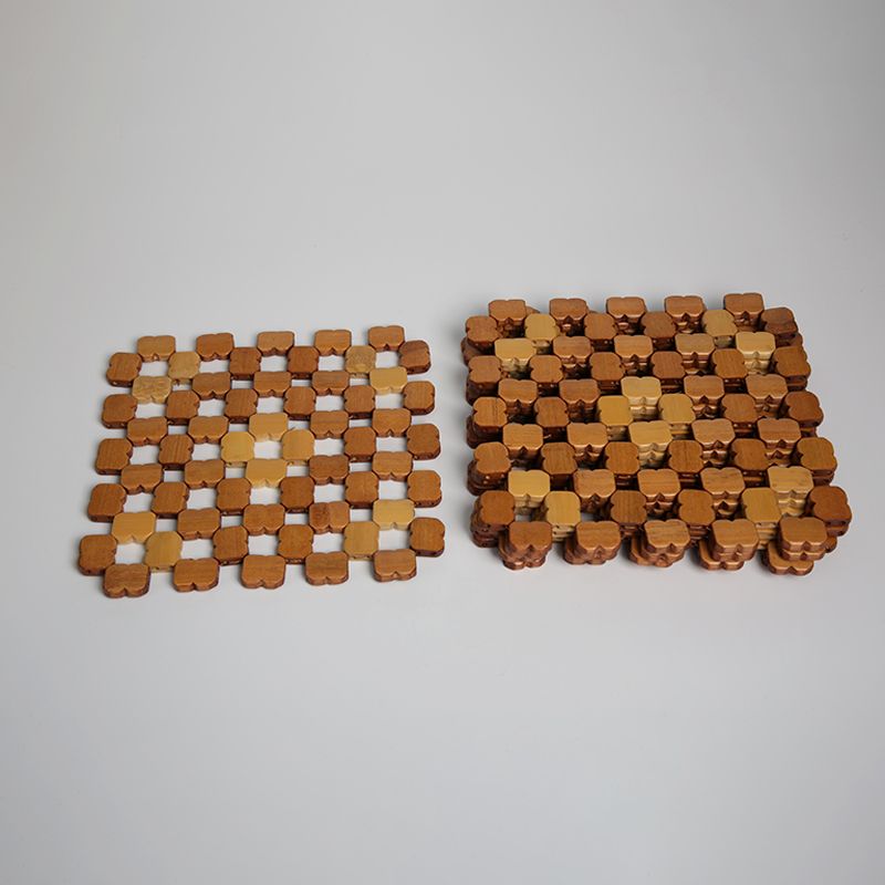 Jiehao Bamboo and Wood Flower Grid Series Factory direct sales kitchen placemats, heat insulation pads, coasters, anti-slip daily simple bowl MATS Item Picture