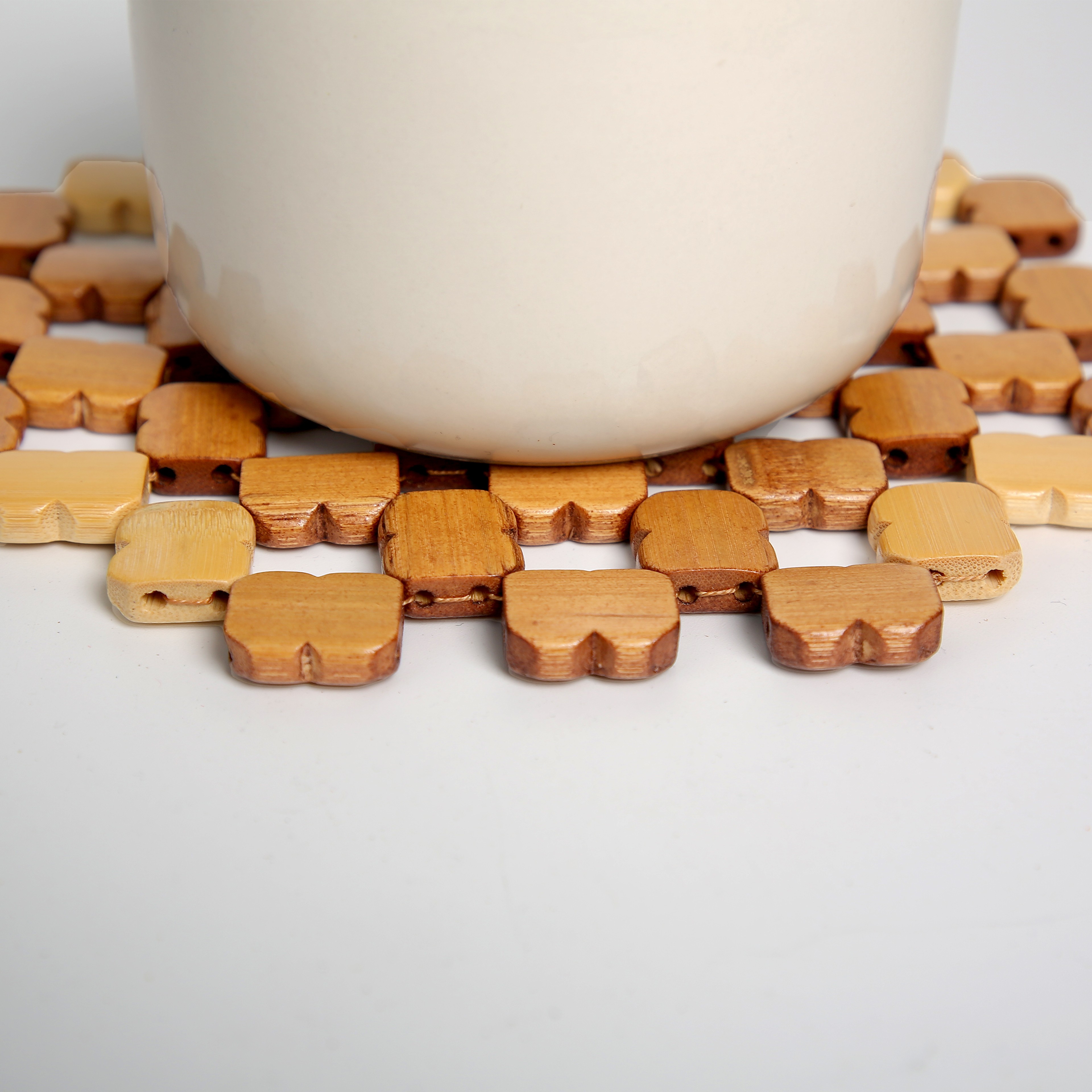 Jiehao Bamboo and Wood Kitchen Household square series tableware MATS, anti-slip and heat-insulating MATS, durable, sturdy and beautiful bowl MATS wholesale detail image 2