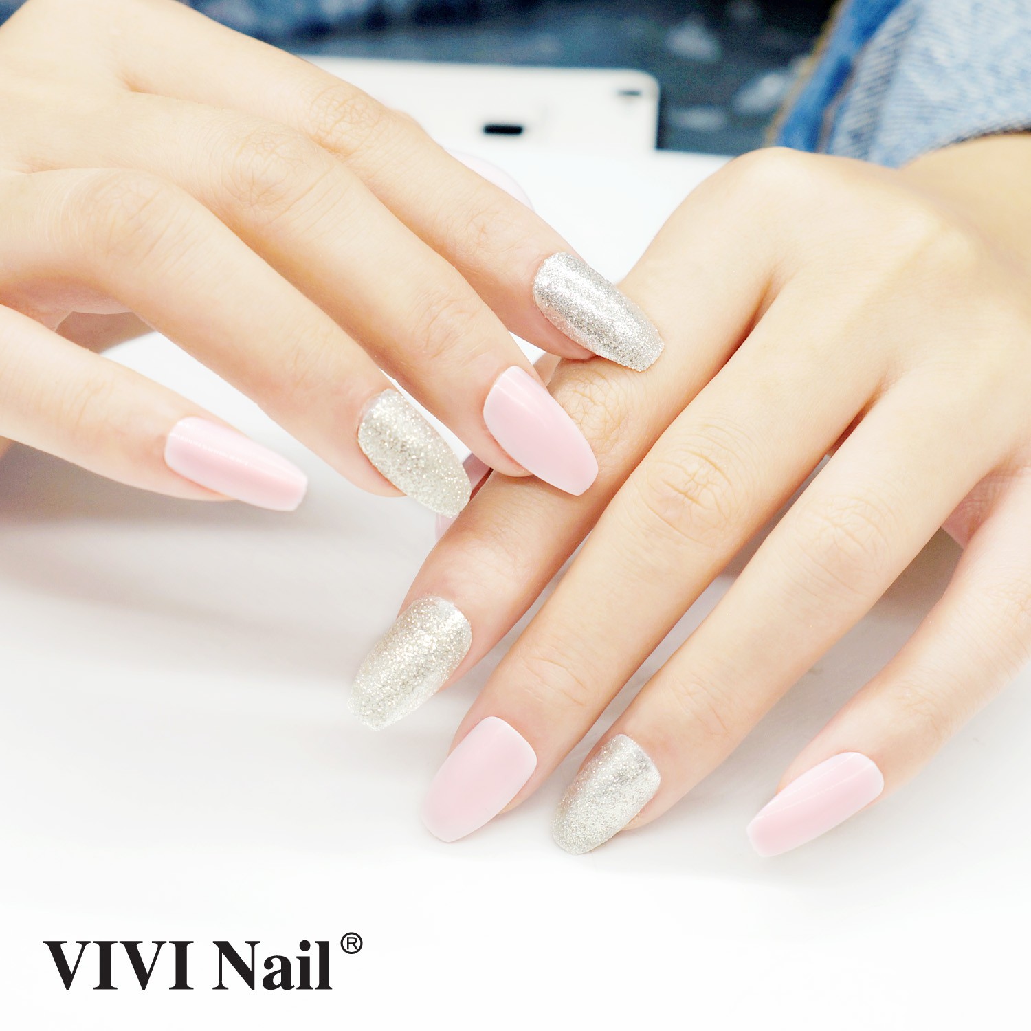 24片葱粉单色混搭美甲芭蕾甲简约美甲片定做假指甲详情4