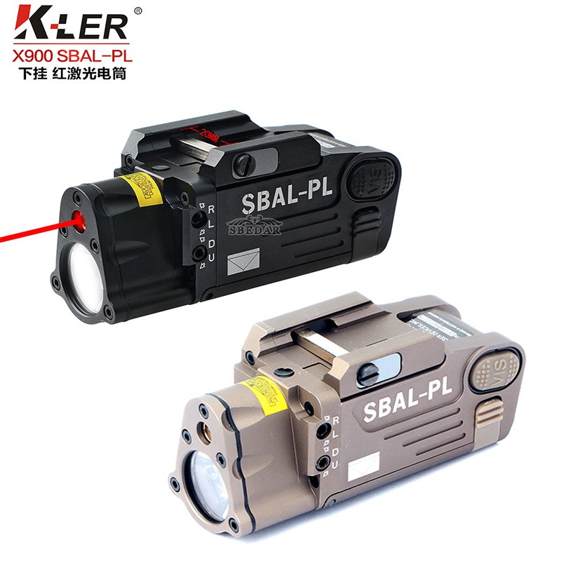 X900 láser rojo debajo de la linterna black metal material explosivo flash luz brillante linterna táctica detail image 1