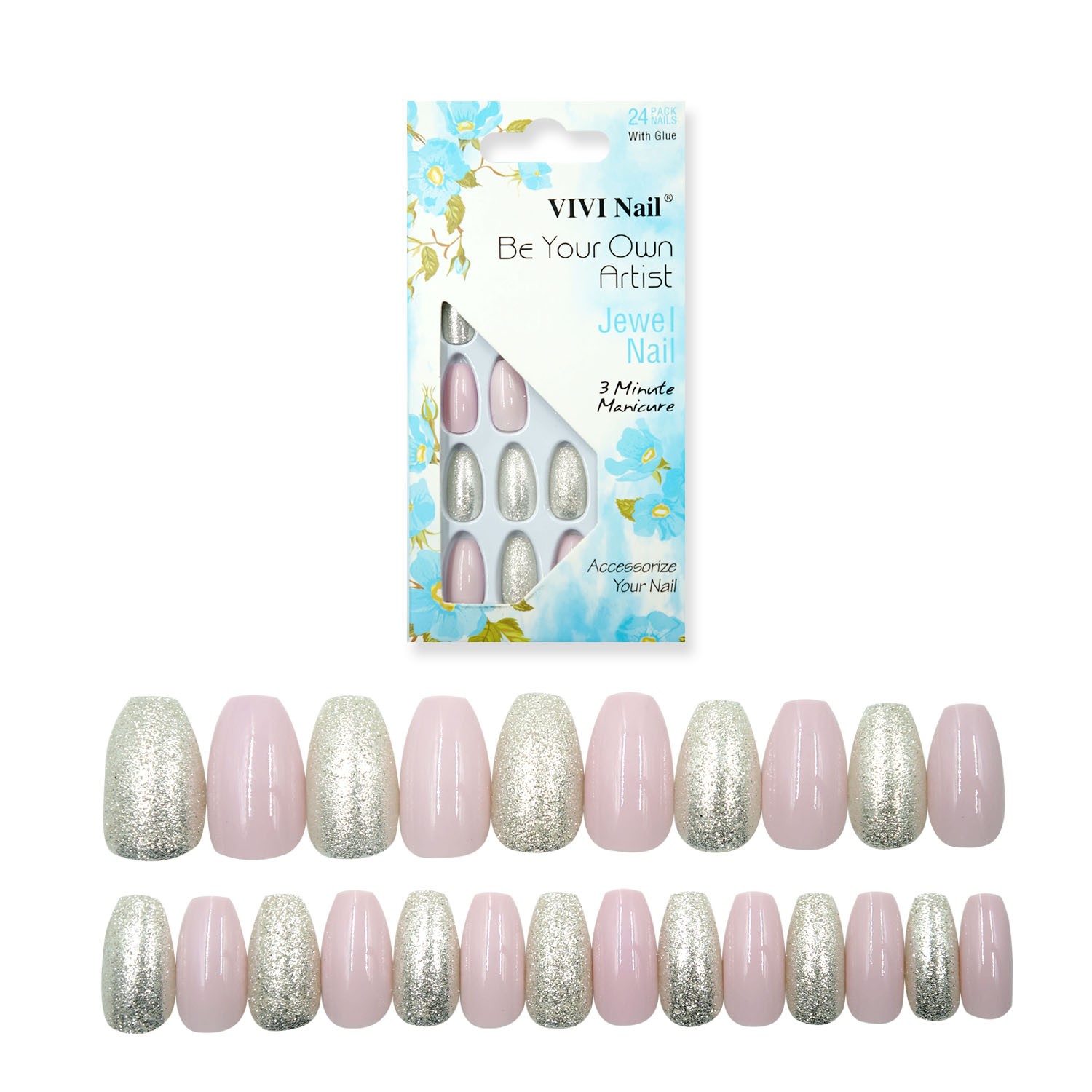 24片葱粉单色混搭美甲芭蕾甲简约美甲片定做假指甲详情1