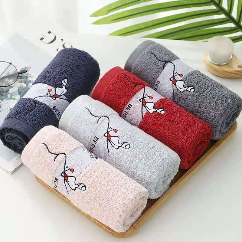 Embroidered dance style face wash and bath household towels, pure cotton absorbent and non-fading, soft for both men and women, couple face towels, high-end mixed color towels wholesale Application Scenario