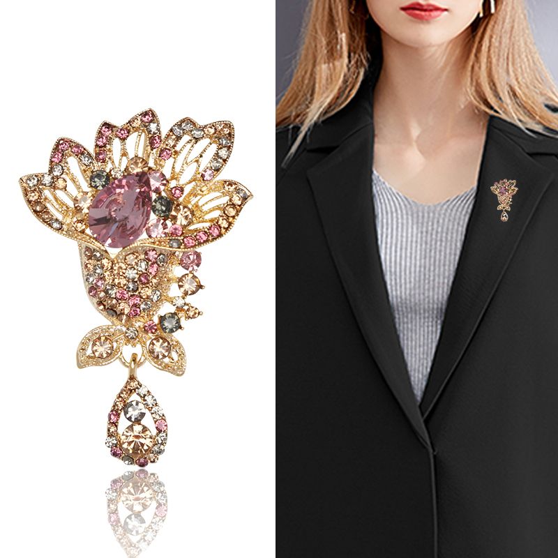 Manufacturers direct selling micro-inlaid zircon hanging head brooch