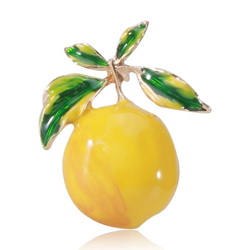 Manufacturers direct drop oil lemon fruit brooch