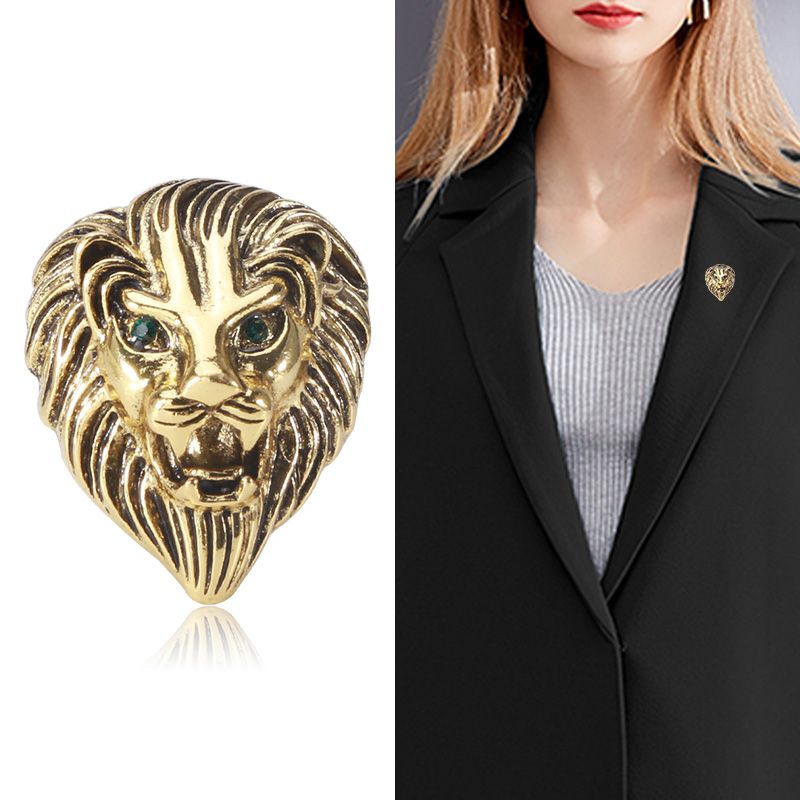 Factory direct sales ancient gold ancient silver lion head brooch