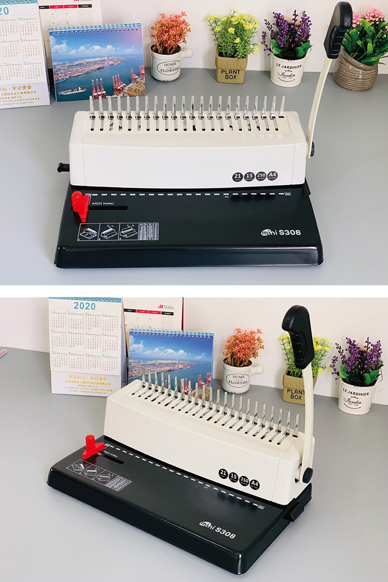 S308 Rubber ring binding machine, album and notebook comb binding machine, manual calendar punching and binding all-in-one machine detail image 2