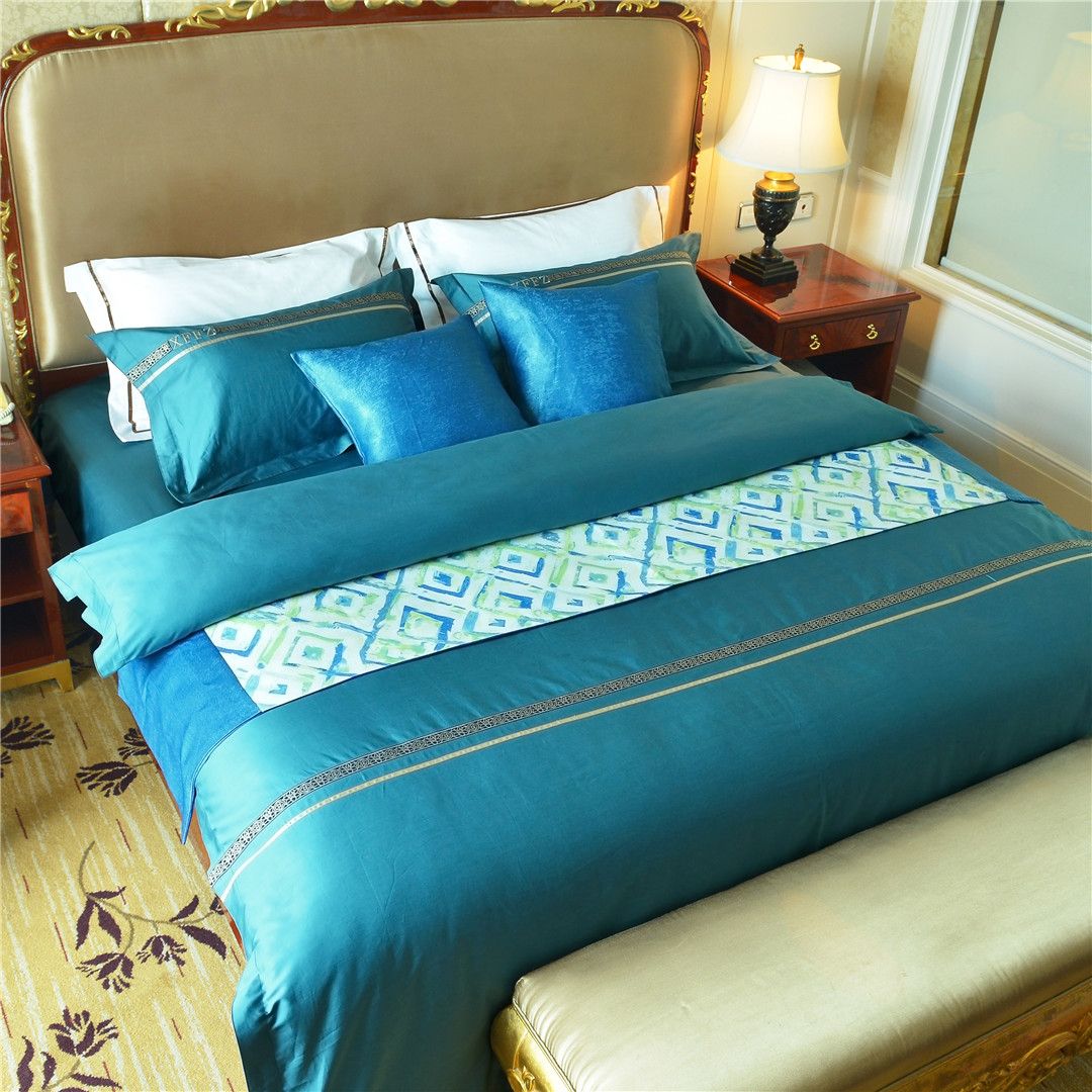 Hotel Guesthouse Guest rooms linen solid color sateen patchwork linen bed four-piece hotel quilt set