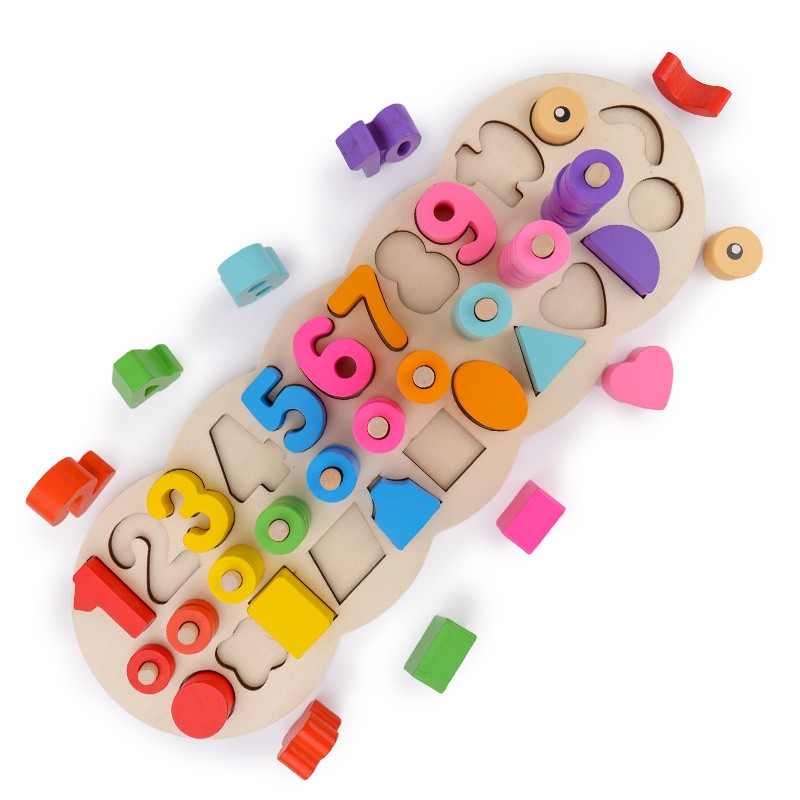 The educational three-in-one caterpillar column is highly entertaining and colorful. It can exercise babies' hand-eye coordination, visual ability, logical thinking ability, early education enlightenment training, and is a parent-child game detail image 1