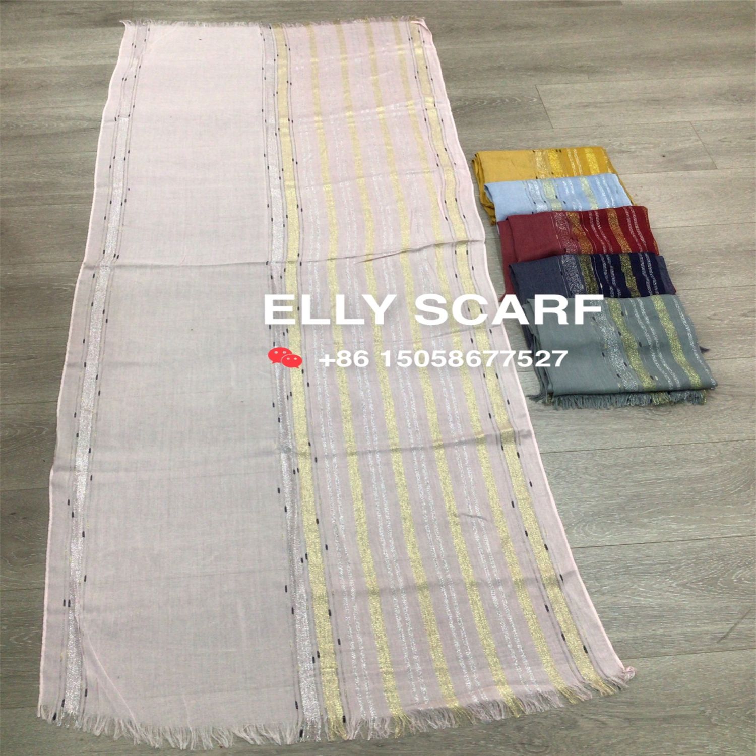 Customized gold and silver thread yarn-dyed scarves