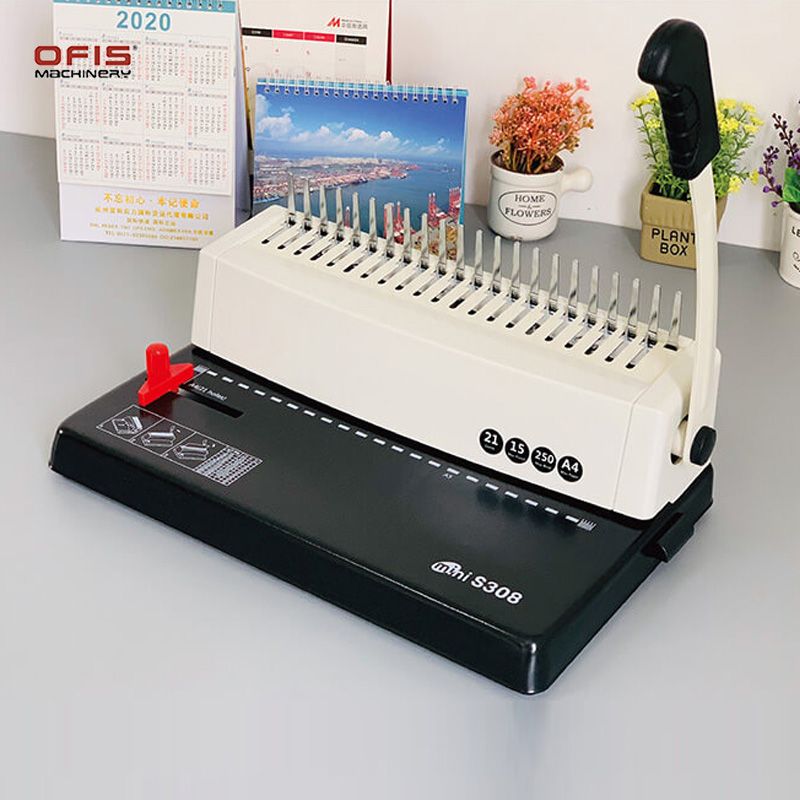 S308 Rubber ring binding machine, album and notebook comb binding machine, manual calendar punching and binding all-in-one machine details Picture