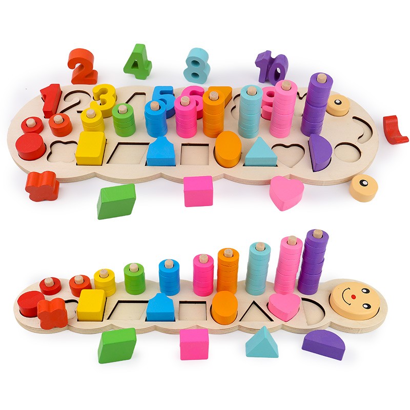 The educational three-in-one caterpillar column is highly entertaining and colorful. It can exercise babies' hand-eye coordination, visual ability, logical thinking ability, early education enlightenment training, and is a parent-child game detail image 2