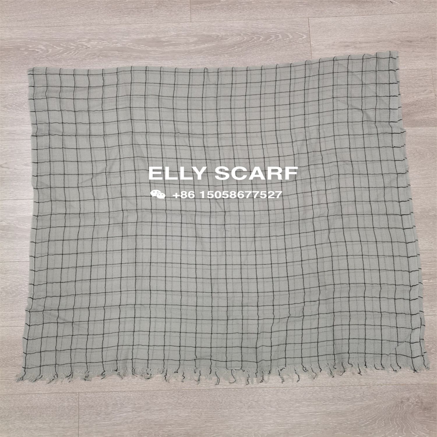Checked loose wool scarf
