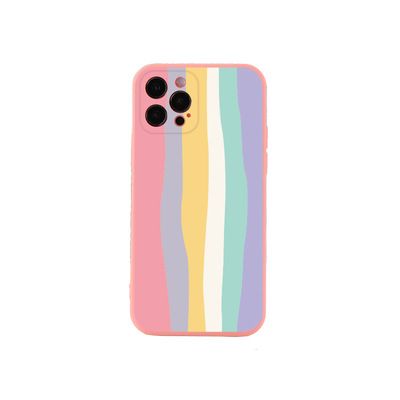 Rainbow pop motif funda protectiva aplicable apple 12 straight edge plus velvet cube soft case iphone11 funda para teléfono Item Picture