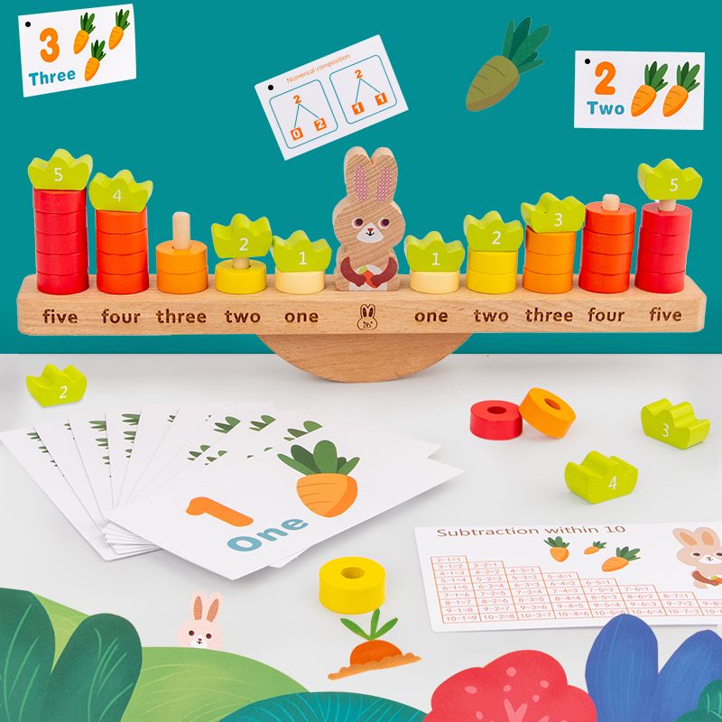 The wooden cognitive game "Rabbit Balance" is highly entertaining with rich colors. It can exercise babies' hand-eye coordination, visual ability, logical thinking ability, and early education enlightenment training. It is a parent-child game