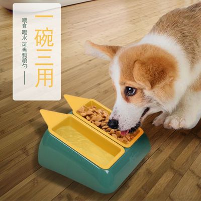 Pet cat double bowl wholesale multi-functional cat food spoon cat bowl anti-upset feeding feeding water Cat bowl Double bowl report This product purchase belongs to commercial trade behavior full figure