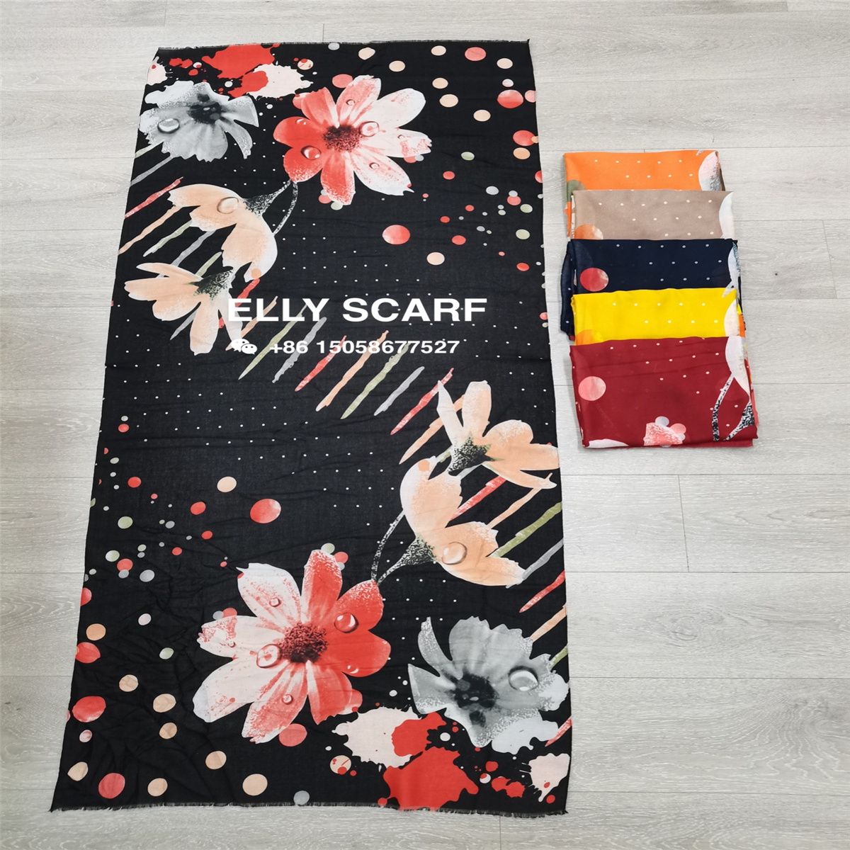 Cluttered Floral Print Scarf