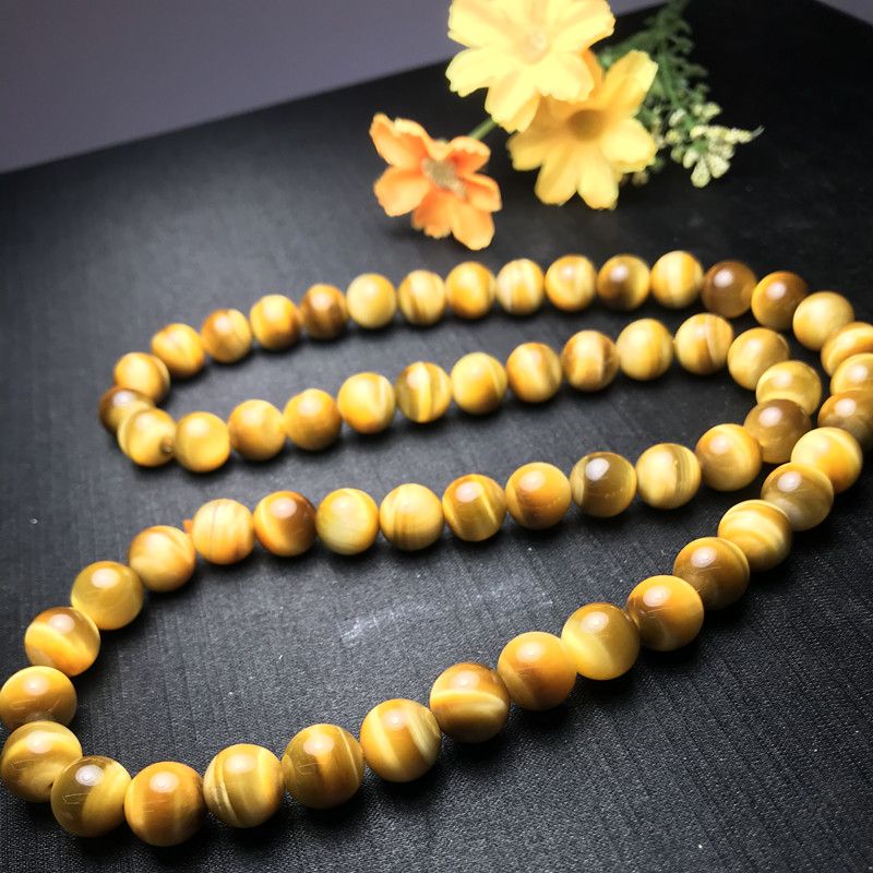 亮彩晶珠宝 天然水晶金虎眼石三圈手链 dly手链手串男女款